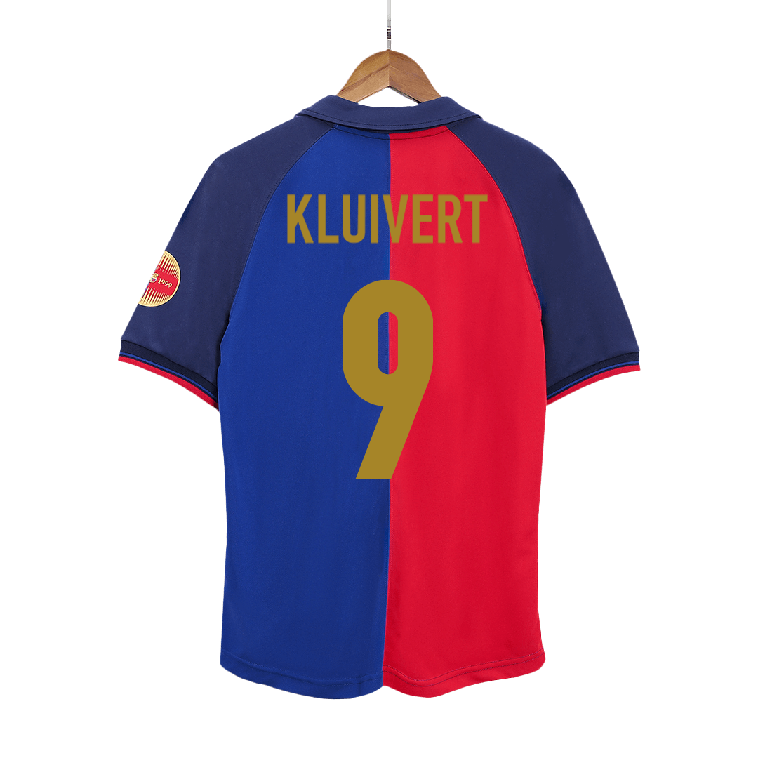 KLUIVERT #9 Barcelona Hemmatröja 1999/00 Retro Tröja
 Röd & Blå - 100-årsjubileum