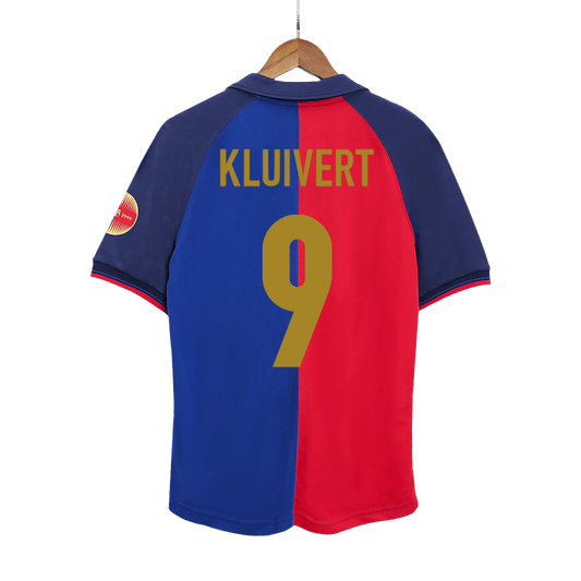 KLUIVERT #9 Barcelona Hemmatröja 1999/00 Retro Tröja
 Röd & Blå - 100-årsjubileum