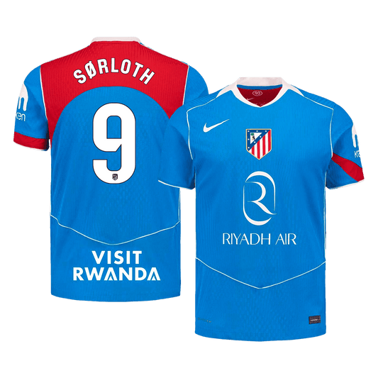 Atletico Madrid Tröja SØRLOTH #9 2025/26 Tredje Autentisk Blå