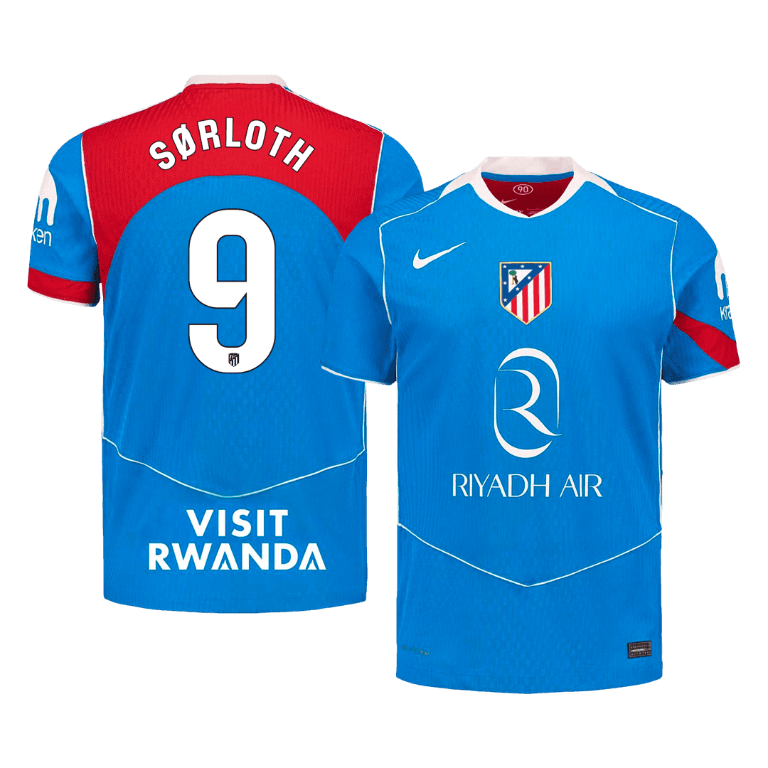 Atletico Madrid Tröja SØRLOTH #9 2025/26 Tredje Autentisk Blå