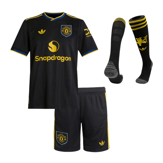 Manchester United Tröja 2025/26 Tredjeställ Svart Barn