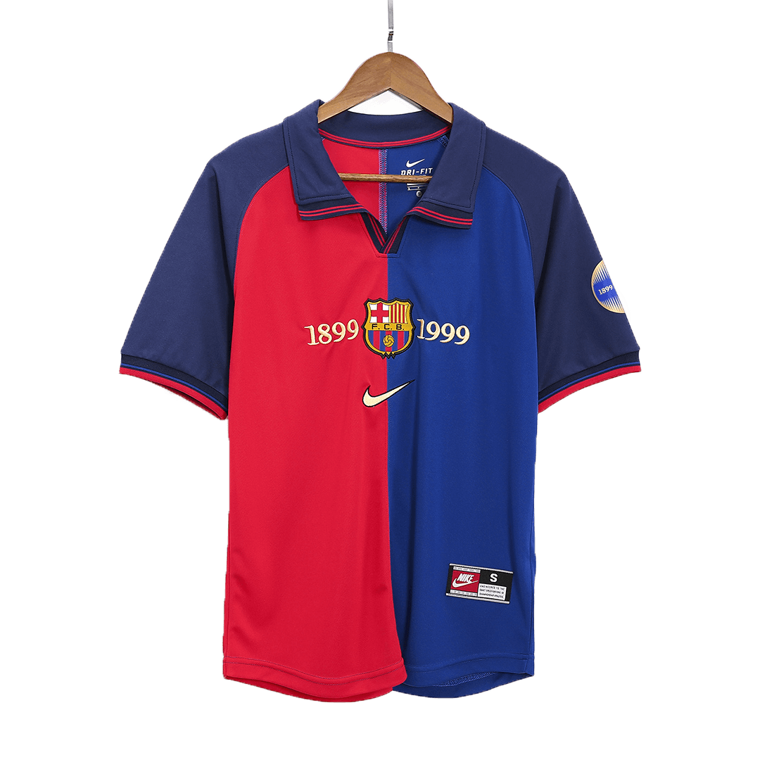 RIVALDO #11 Barcelona Hemmatröja 1999/00 Retro Tröja
 Röd & Blå - 100-årsjubileum