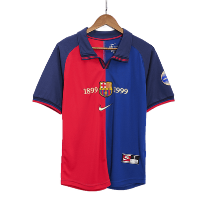 KLUIVERT #9 Barcelona Hemmatröja 1999/00 Retro Tröja
 Röd & Blå - 100-årsjubileum-7