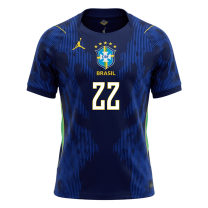 Brasilien Tröja JOÃO PEDRO #22 2026 Borta Mörkblå-8