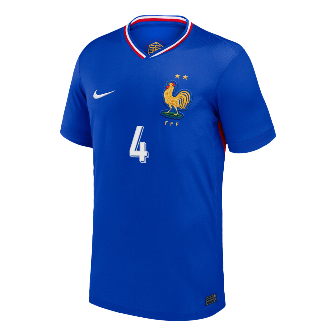 Frankrike Tröja UPAMECANO #4 Euro 2024 Hemma Blå-8