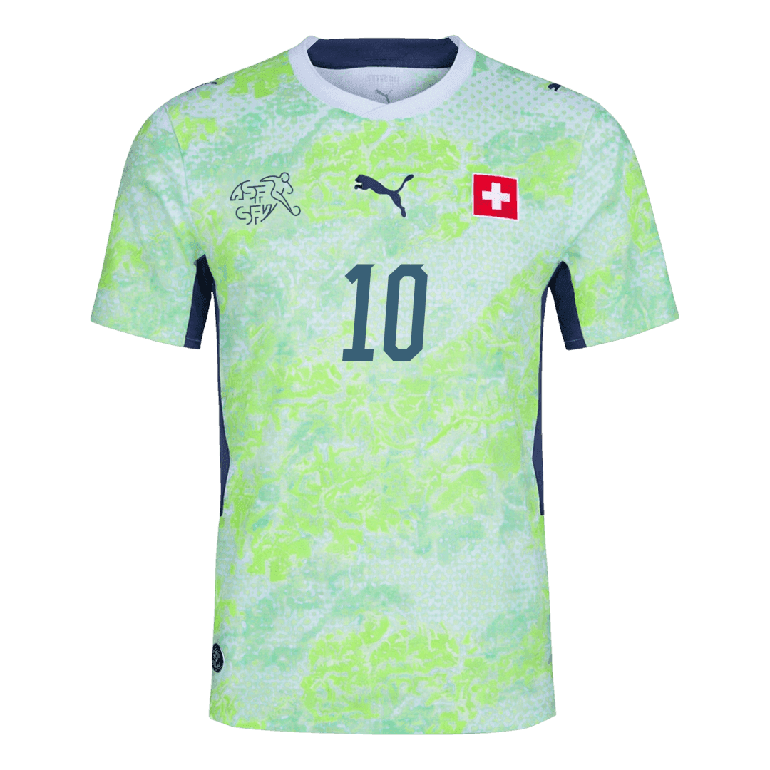 Schweiz Tröja XHAKA #10 2026 Borta Autentisk Grön-10