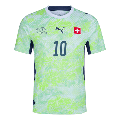 Schweiz Tröja XHAKA #10 2026 Borta Autentisk Grön-10