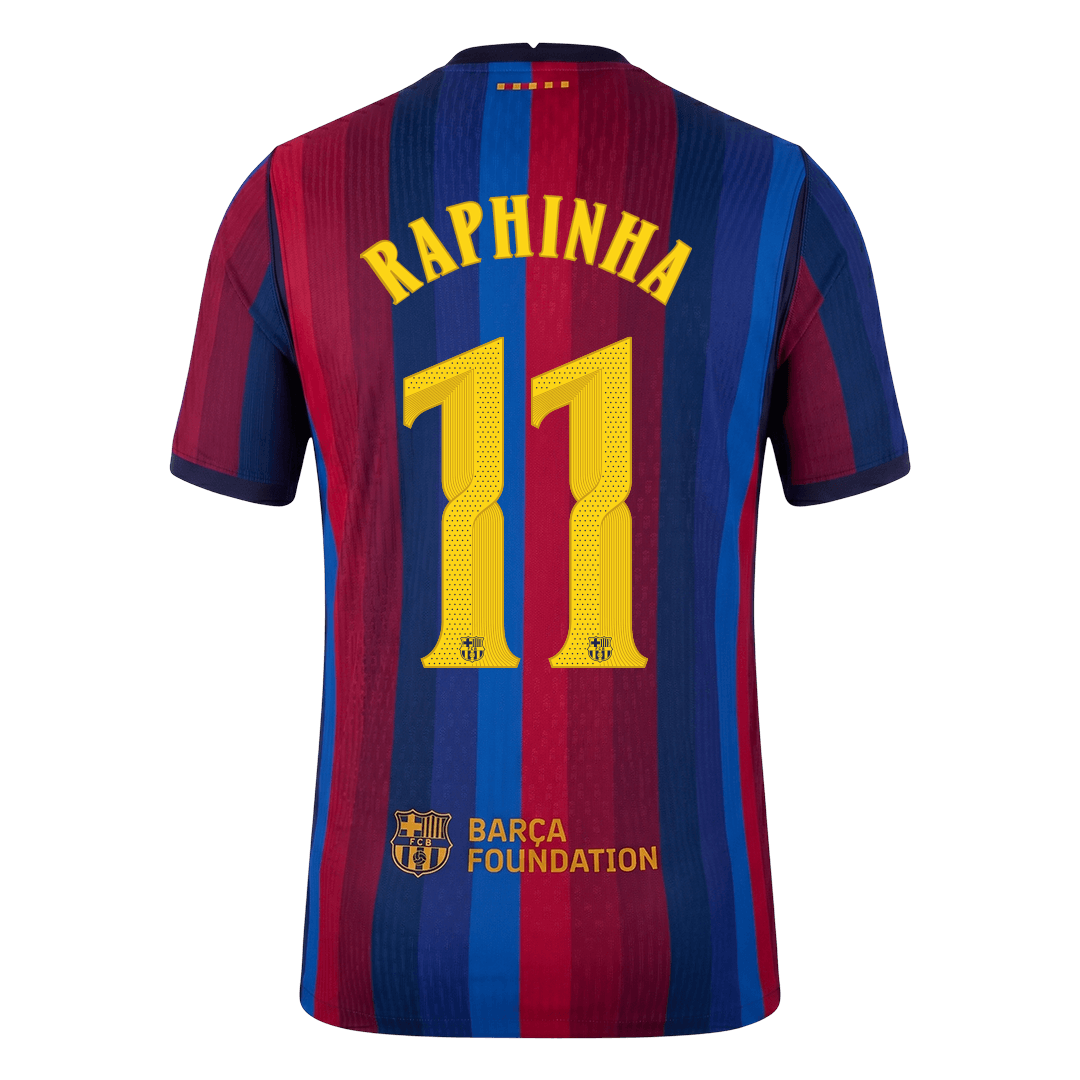 Barcelona Tröja RAPHINHA #11 2026/27 Hemma Autentisk Röd & Blå - UCL