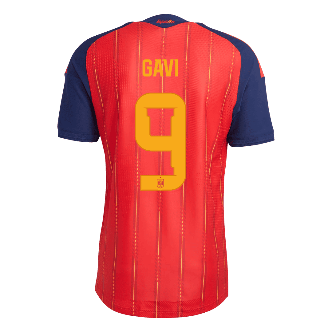 Spanien Tröja GAVI #9 2026 Hemma Autentisk  (2 Stjärnor)-3