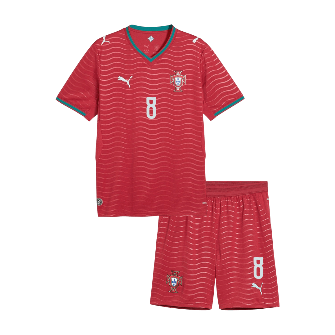 Portugal Tröja B. FERNANDES #8 2026 Hemma Röd Barn Premium-11