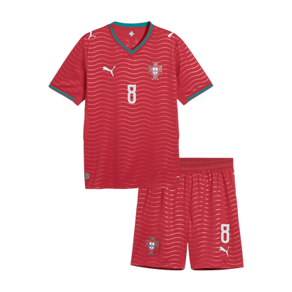 Portugal Tröja B. FERNANDES #8 2026 Hemma Röd Barn Premium-11