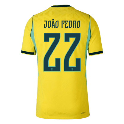 Brasilien Tröja JOÃO PEDRO #22 2026 Hemma Autentisk Gul-3