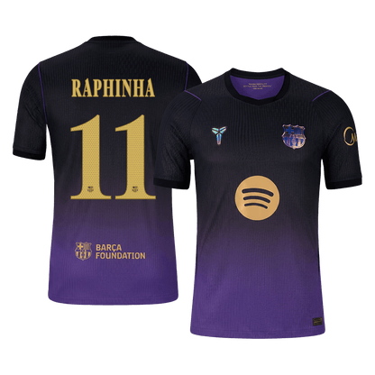 Barcelona Tröja RAPHINHA #11 2026/27 Borta Autentisk Black/Purple - UCL