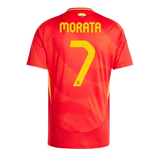 Spanien Tröja MORATA #7 Euro 2024 Hemma Röd-1