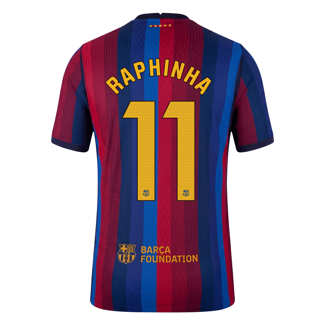 Barcelona Tröja RAPHINHA #11 2026/27 Hemma Autentisk Röd & Blå-3