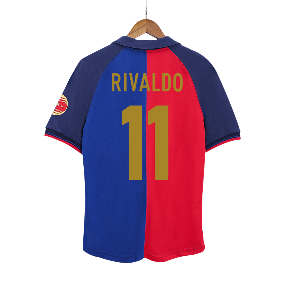 RIVALDO #11 Barcelona Hemmatröja 1999/00 Retro Tröja
 Röd & Blå - 100-årsjubileum