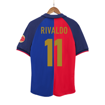 RIVALDO #11 Barcelona Hemmatröja 1999/00 Retro Tröja
 Röd & Blå - 100-årsjubileum