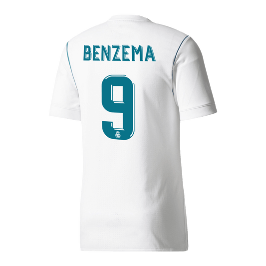 BENZEMA #9 Real Madrid Hemmatröja 2017/18 Retro Tröja
 Vit
