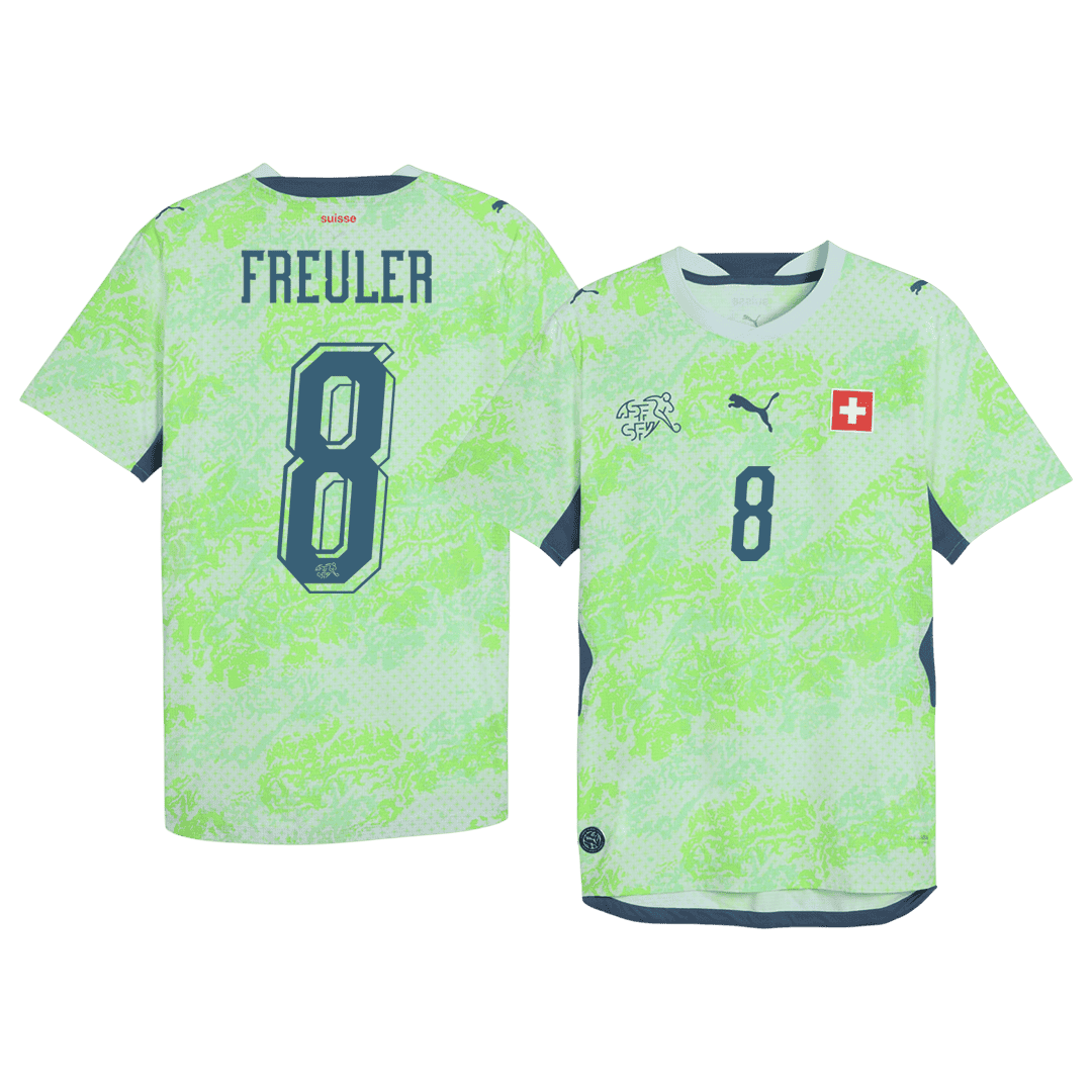 Schweiz Tröja REULER #8 2026 Borta Grön