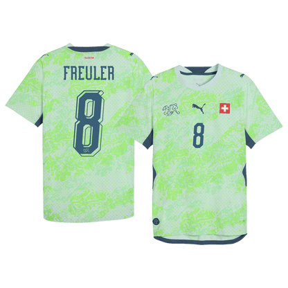 Schweiz Tröja REULER #8 2026 Borta Grön