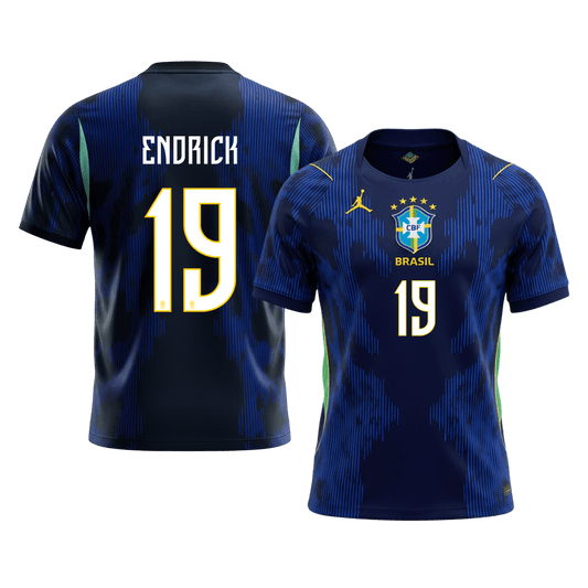 Brasilien Tröja ENDRICK #19 2026 Borta Mörkblå