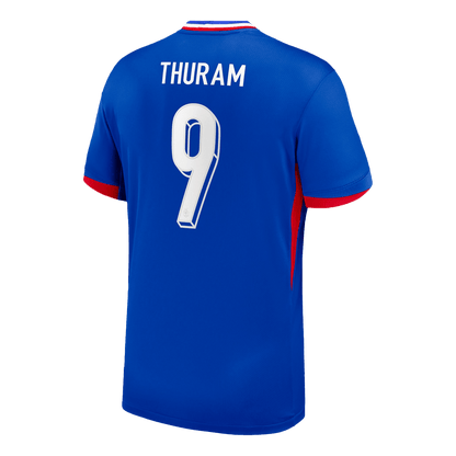 Frankrike Tröja THURAM #9 Euro 2024 Hemma Blå-7
