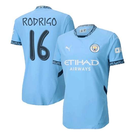 Manchester City Tröja RODRIGO #16 2024/25 Hemma Blå - UCL