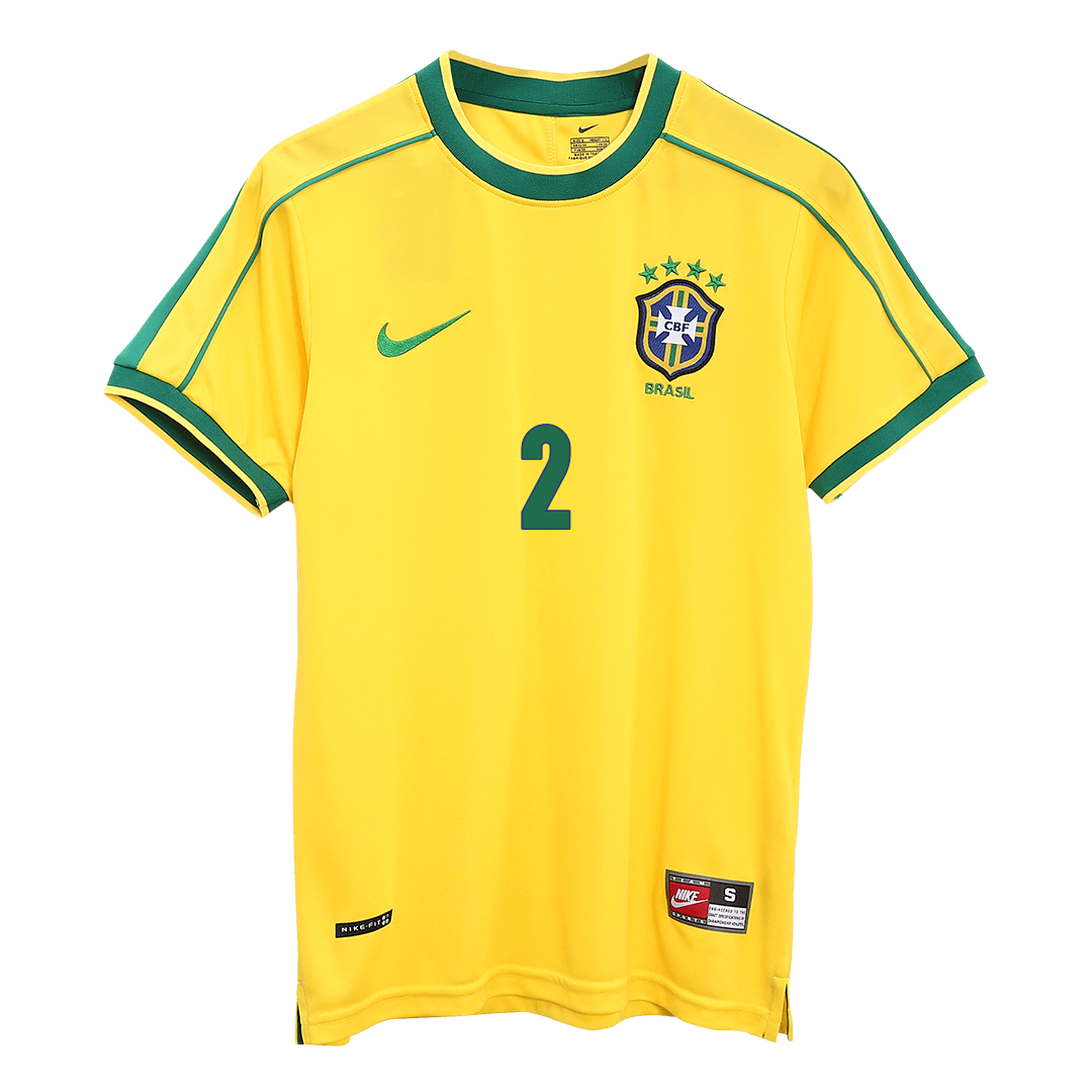CAFU #2 Brasilien Hemmatröja 1998 Retro Tröja
 Gul-8