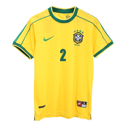 CAFU #2 Brasilien Hemmatröja 1998 Retro Tröja
 Gul-8