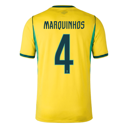 Brasilien Tröja MARQUINHOS #4 2026 Hemma Gul-6