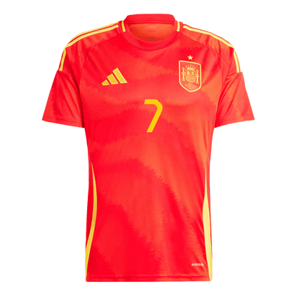 Spanien Tröja MORATA #7 Euro 2024 Hemma Röd-3