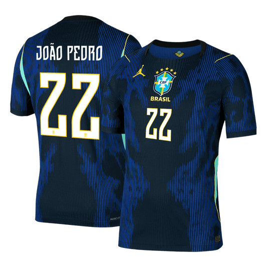 Brasilien Tröja JOÃO PEDRO #22 2026 Borta Autentisk Mörkblå