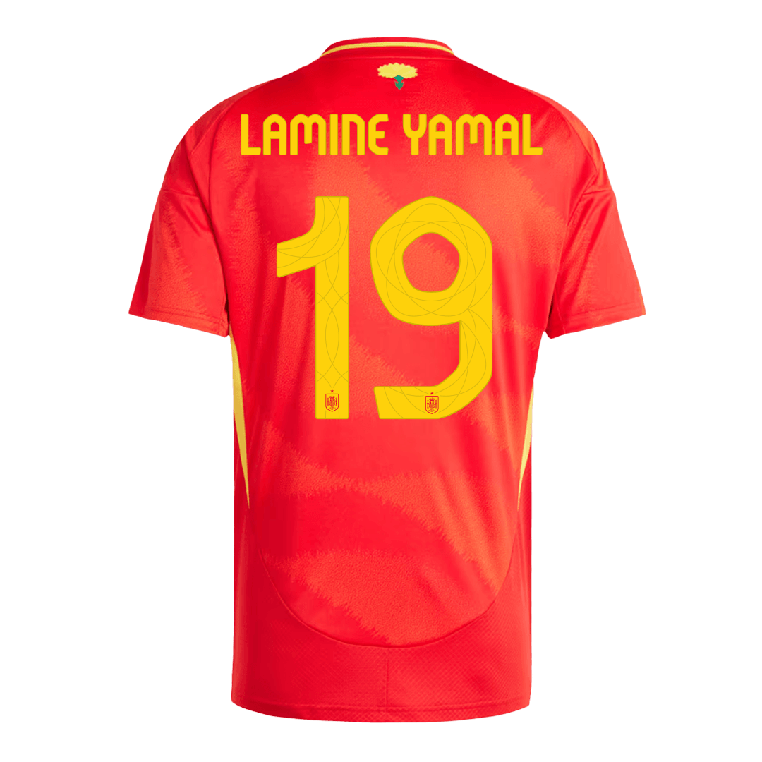Spanien Tröja LAMINE YAMAL #19 Euro 2024 Hemma Röd-2