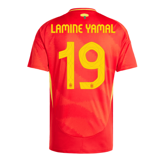 Spanien Tröja LAMINE YAMAL #19 Euro 2024 Hemma Röd-1