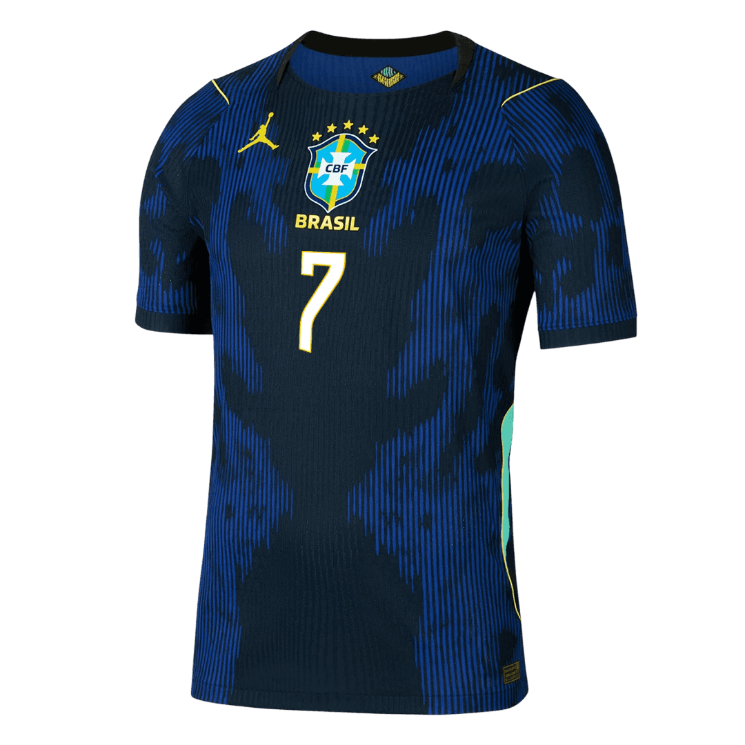 Brasilien Tröja VINI JR. #7 2026 Borta Autentisk Mörkblå-3
