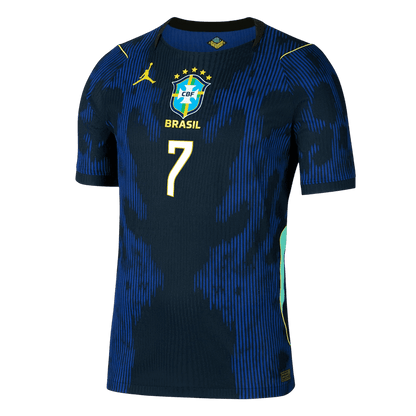 Brasilien Tröja VINI JR. #7 2026 Borta Autentisk Mörkblå-3
