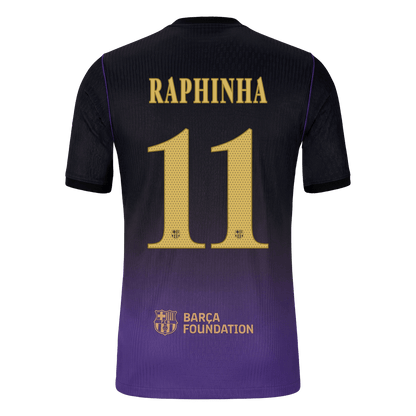 Barcelona Tröja RAPHINHA #11 2026/27 Borta Autentisk Black/Purple - UCL-3
