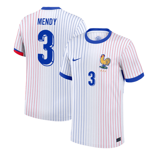 Frankrike Tröja MENDY #3 Euro 2024 Borta Vit