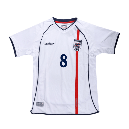 SCHOLES #8 England Hemmatröja 2002 Retro Tröja
 Vit