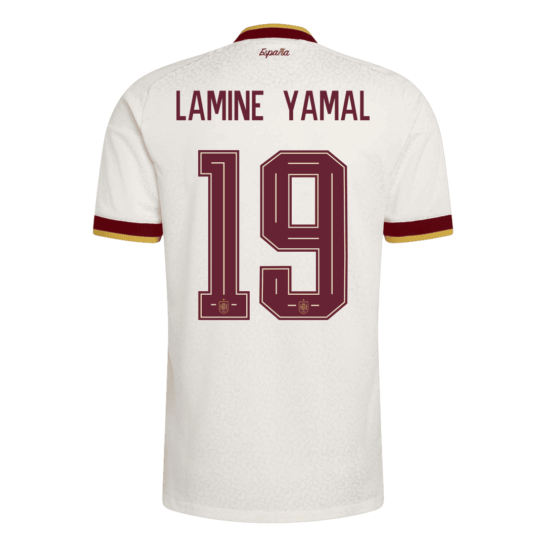 Spanien Tröja LAMINE YAMAL #19 2026 Borta Autentisk Vit (2 Stjärnor)-9