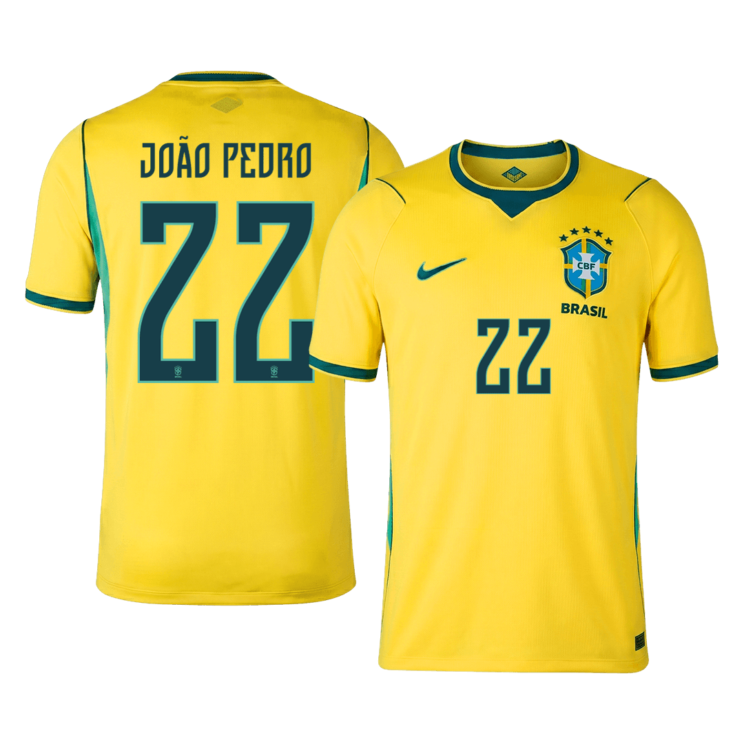 Brasilien Tröja JOÃO PEDRO #22 2026 Hemma Gul