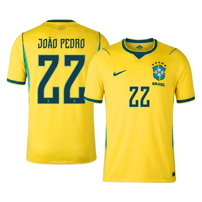 Brasilien Tröja JOÃO PEDRO #22 2026 Hemma Gul