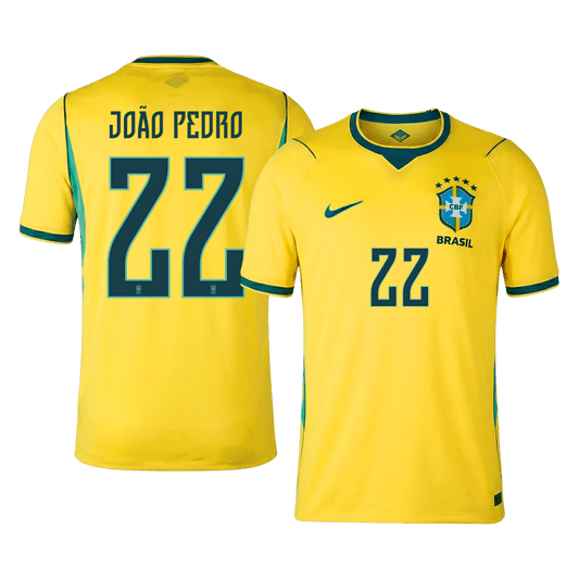 Brasilien Tröja JOÃO PEDRO #22 2026 Hemma Gul