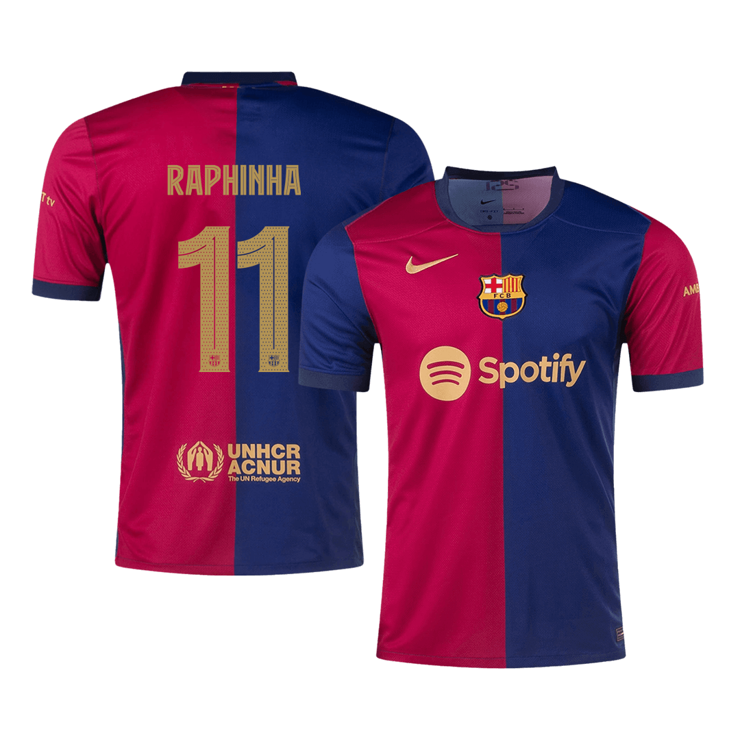 Barcelona Tröja RAPHINHA #11 2024/25 Hemma Röd & Blå - UCL