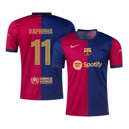 Barcelona Tröja RAPHINHA #11 2024/25 Hemma Röd & Blå - UCL