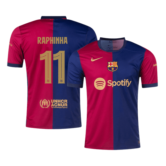 Barcelona Tröja RAPHINHA #11 2024/25 Hemma Röd & Blå - UCL