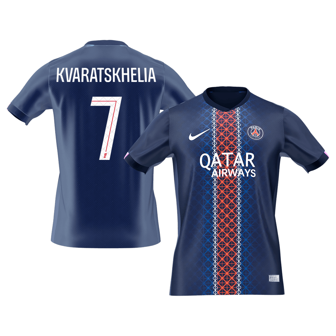 KVARATSKHELIA #7 PSG Tröja 2025/26 Hemma Premium Mörkblå