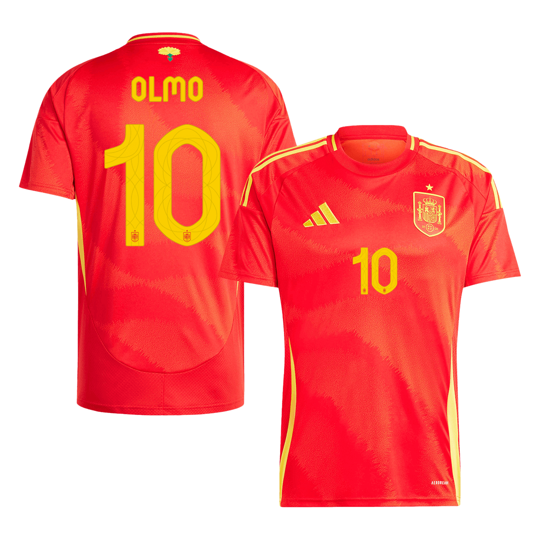 Spanien Tröja OLMO #10 Euro 2024 Hemma Röd
