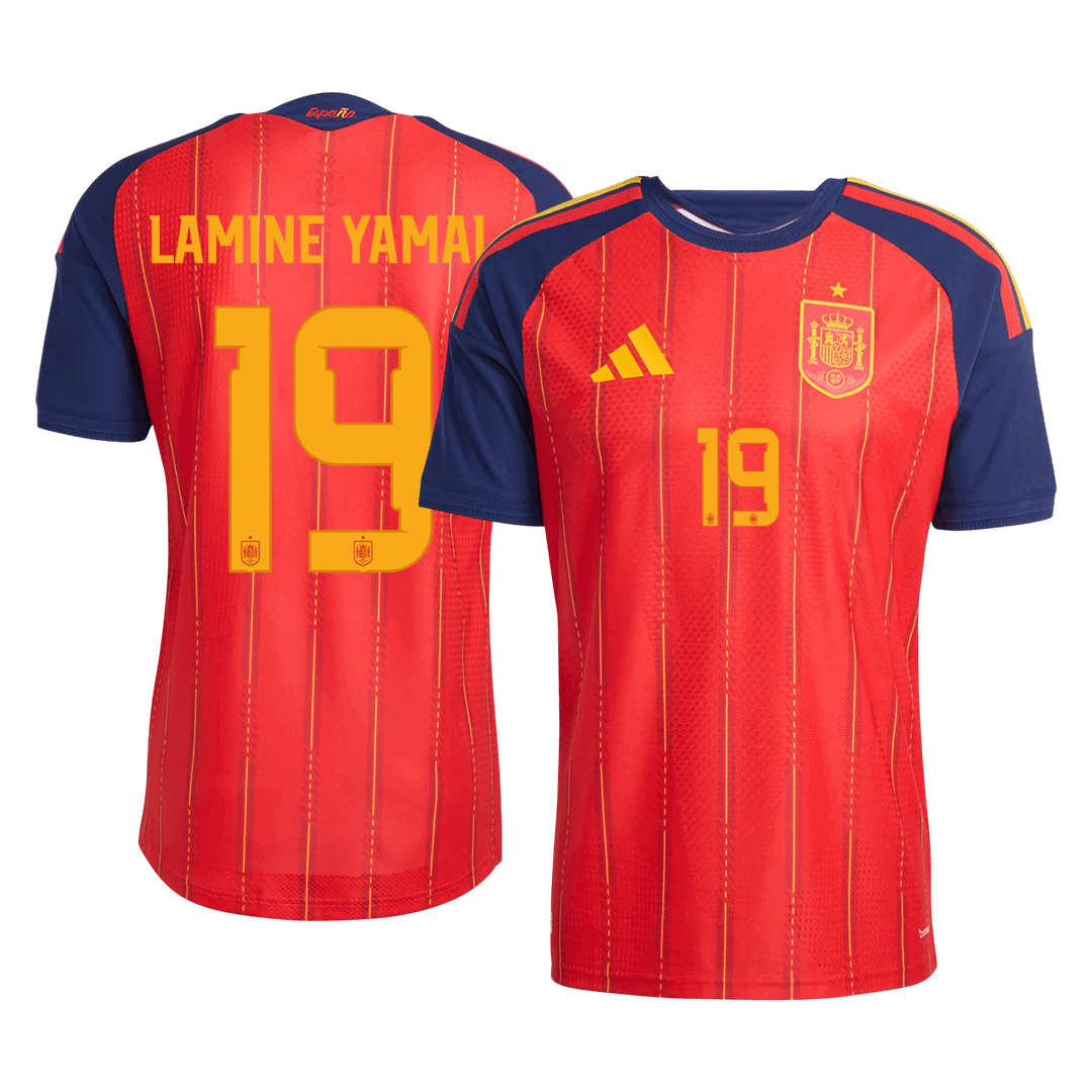 Spanien Tröja LAMINE YAMAL #19 2026 Hemma Autentisk Röd
