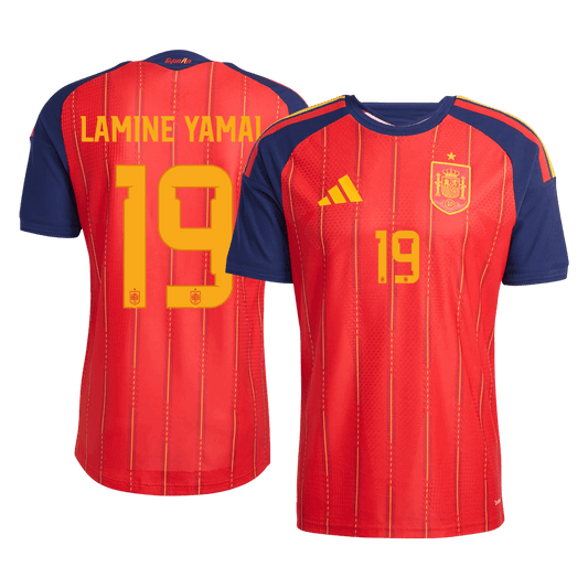 Spanien Tröja LAMINE YAMAL #19 2026 Hemma Autentisk Röd